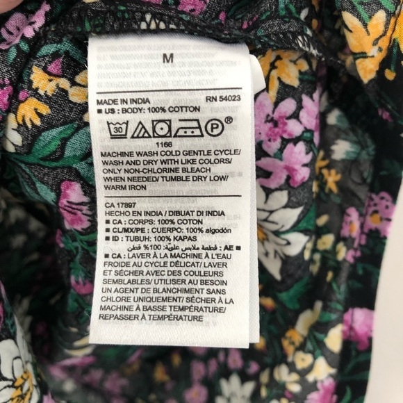 Old Navy floral print button down long sleeve shirt with ruffle shoulders Medium - Picture 5 of 8